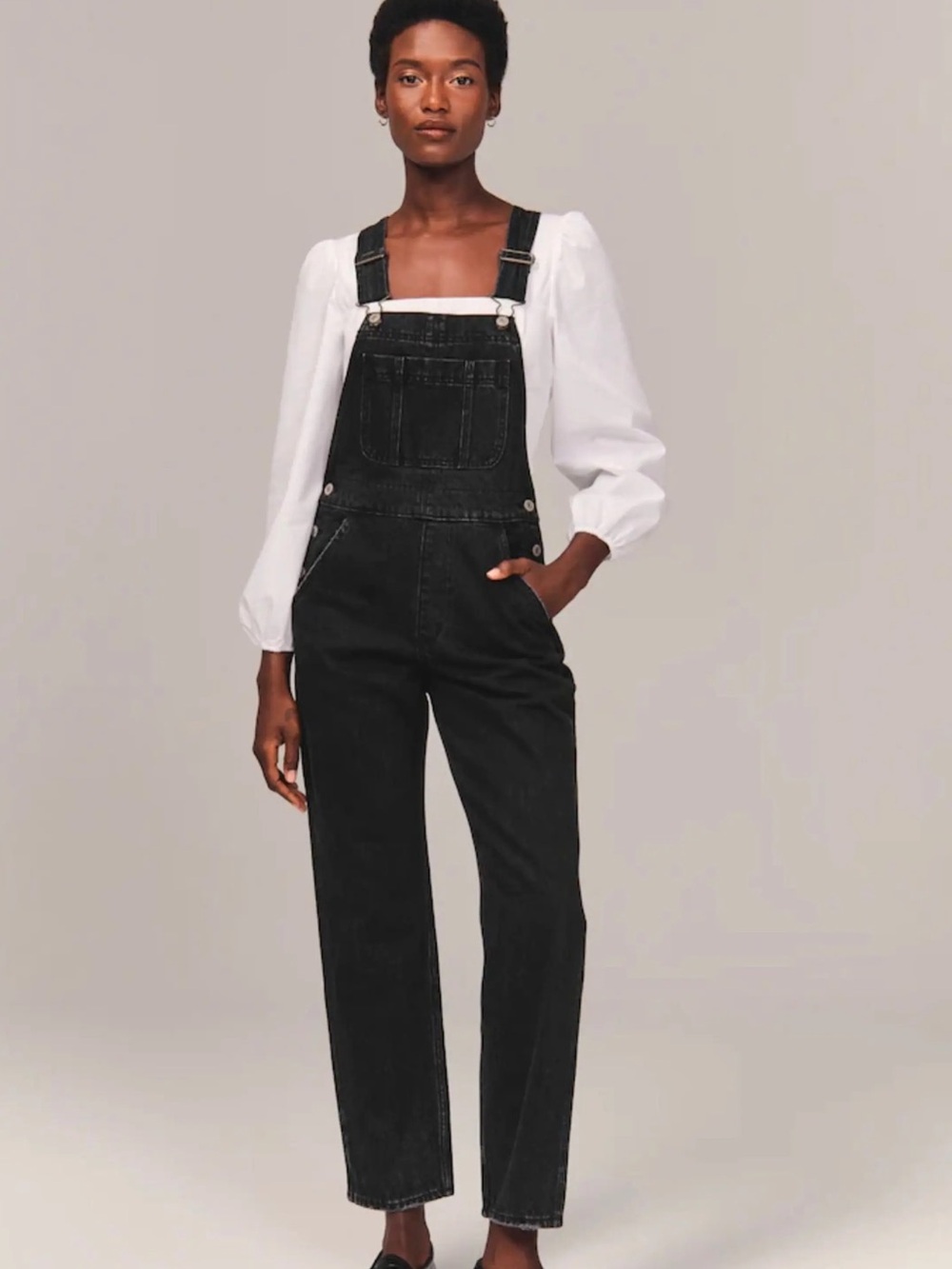 Abercrombie & Fitch Black Denim Jean Overalls Size Medium